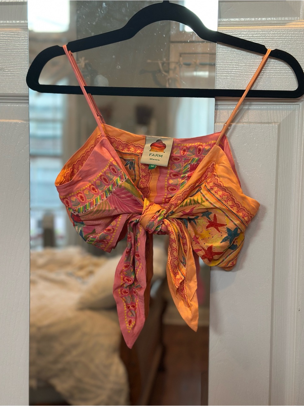 FARM Rio scarf style tie-front bralette top size medium
